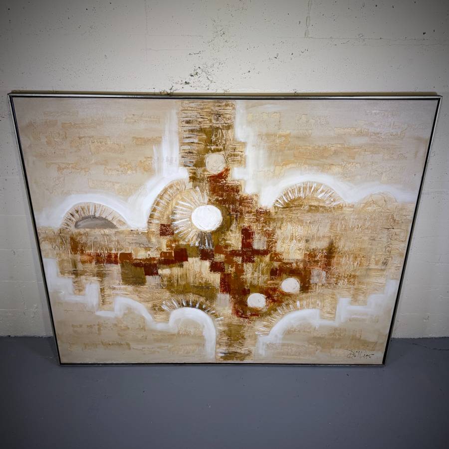 Massive original 70s mcm abstract painting — photograph 2 of 5