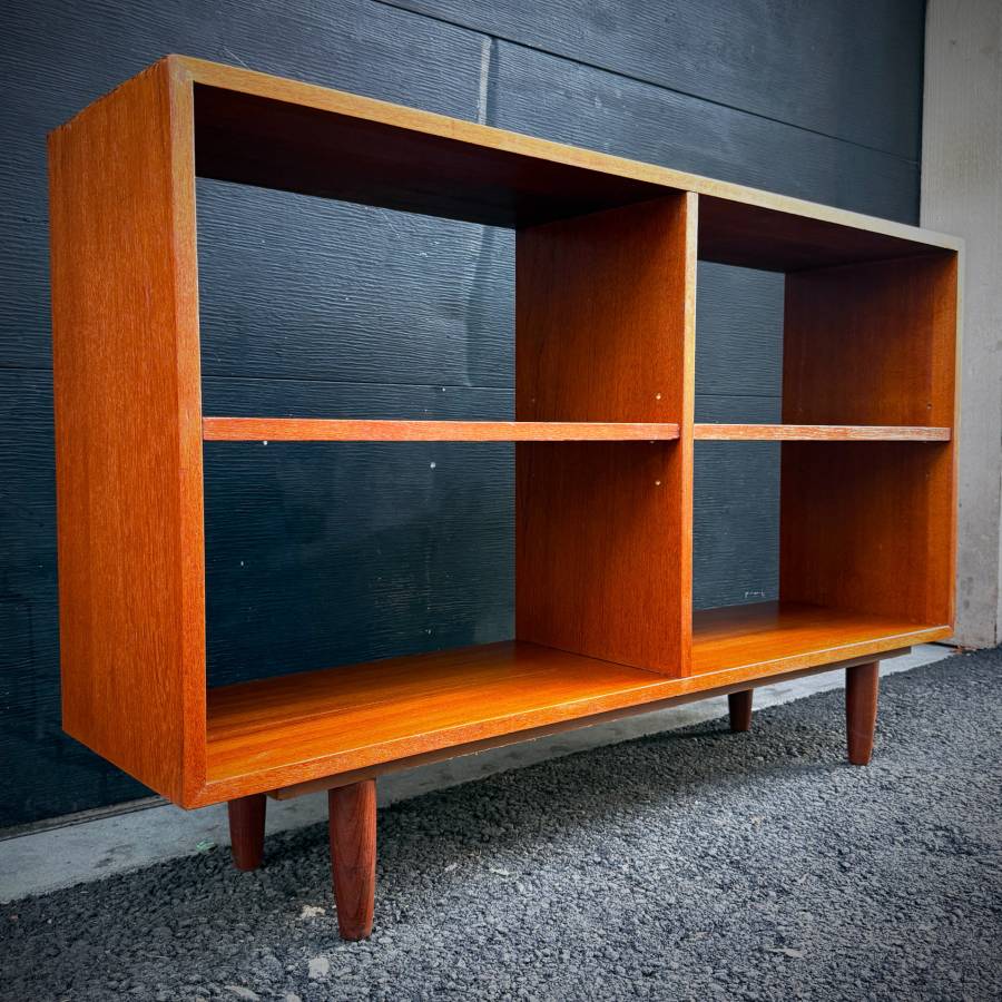Mid century modern teak double sided open shelving unit — photograph 4 of 6