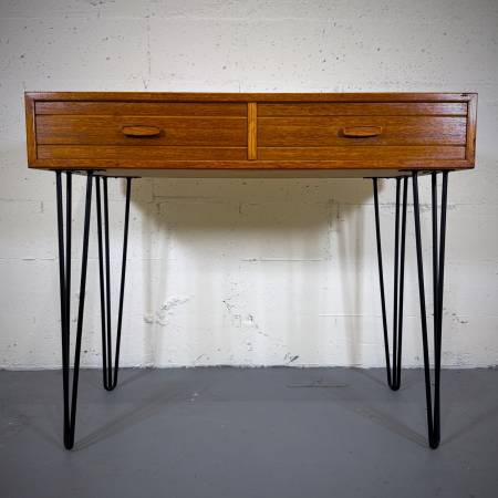 Compact atomic teak mid century modern desk