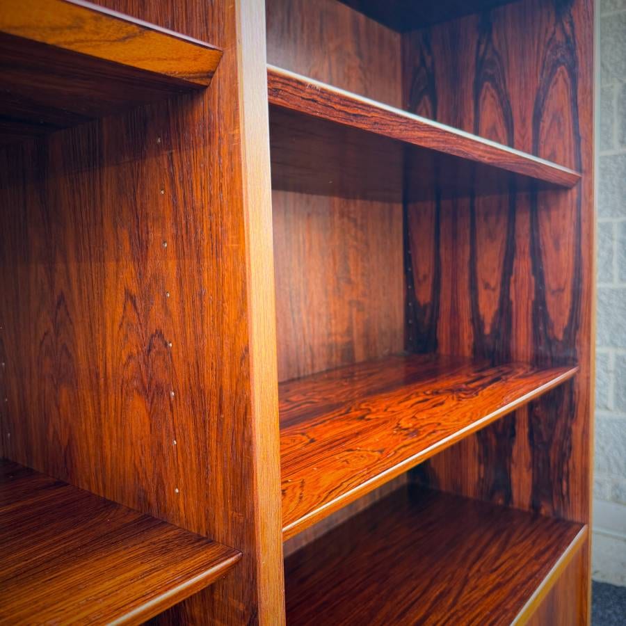 Poul Hundevad danish modern rosewood shelving unit with drop down bar — photograph 6 of 7
