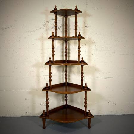 Mid century modern vintage walnut corner shelf
