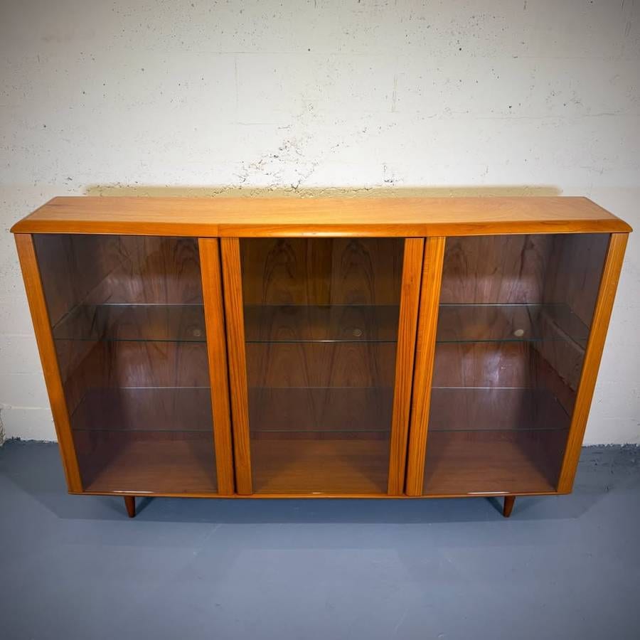 Extra large mid century modern teak and glass shelving unit — photograph 2 of 5
