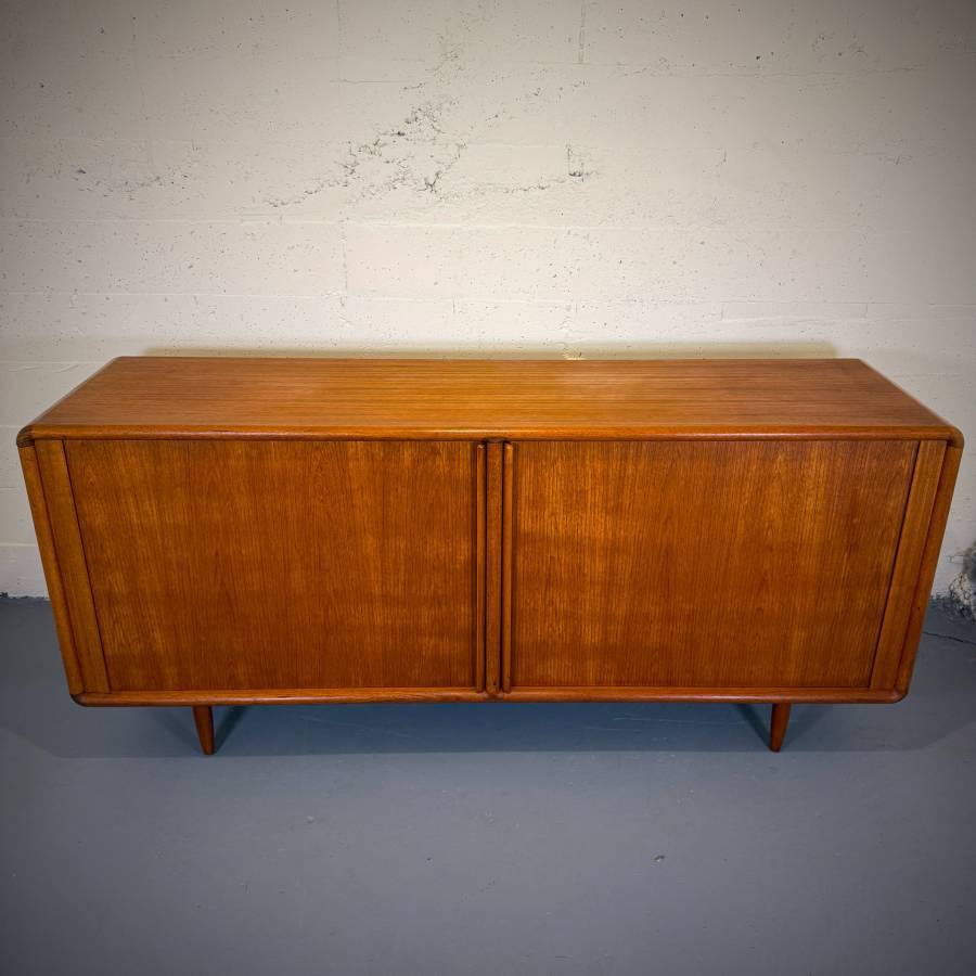 Stunning danish modern teak tambour door credenza — photograph 4 of 9