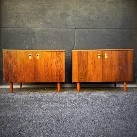 Pair of danish mid century modern rosewood compact credenzas