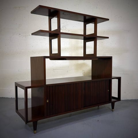 Super rare mid century modern mahogany room divider by Honderich