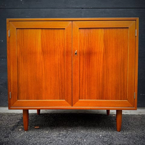 Mid century danish modern teak credenza with lock by Drylund