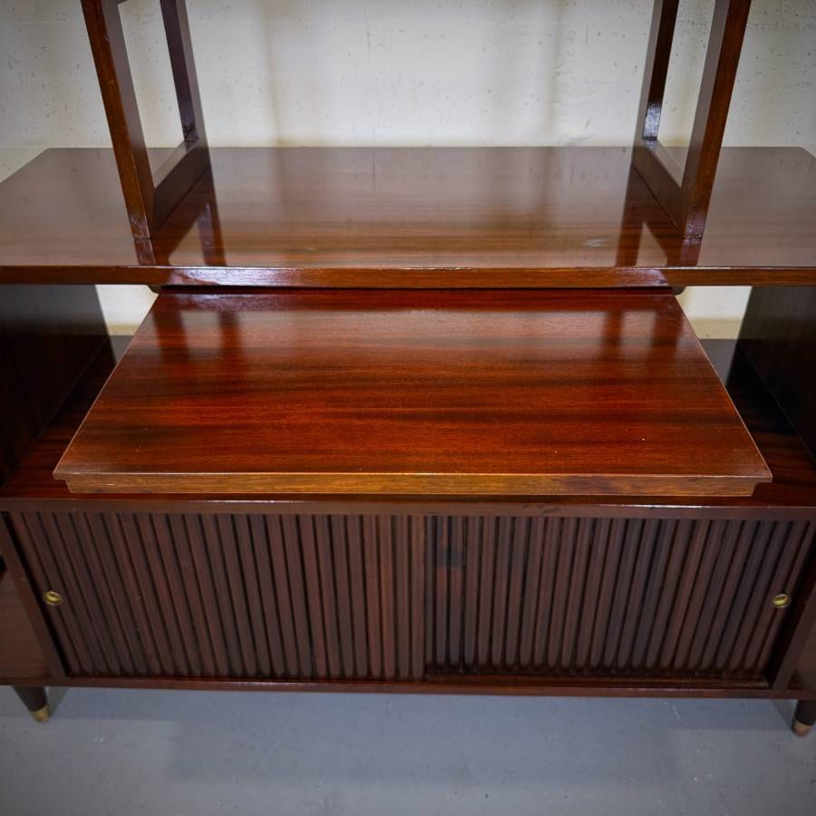 Super rare mid century modern mahogany room divider by Honderich — photograph 7 of 8