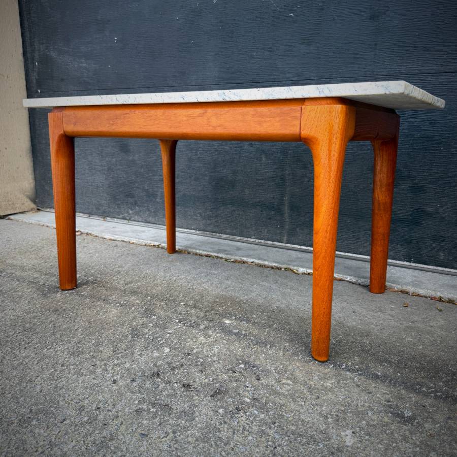 Mid century modern teak and marble coffee table — photograph 3 of 6