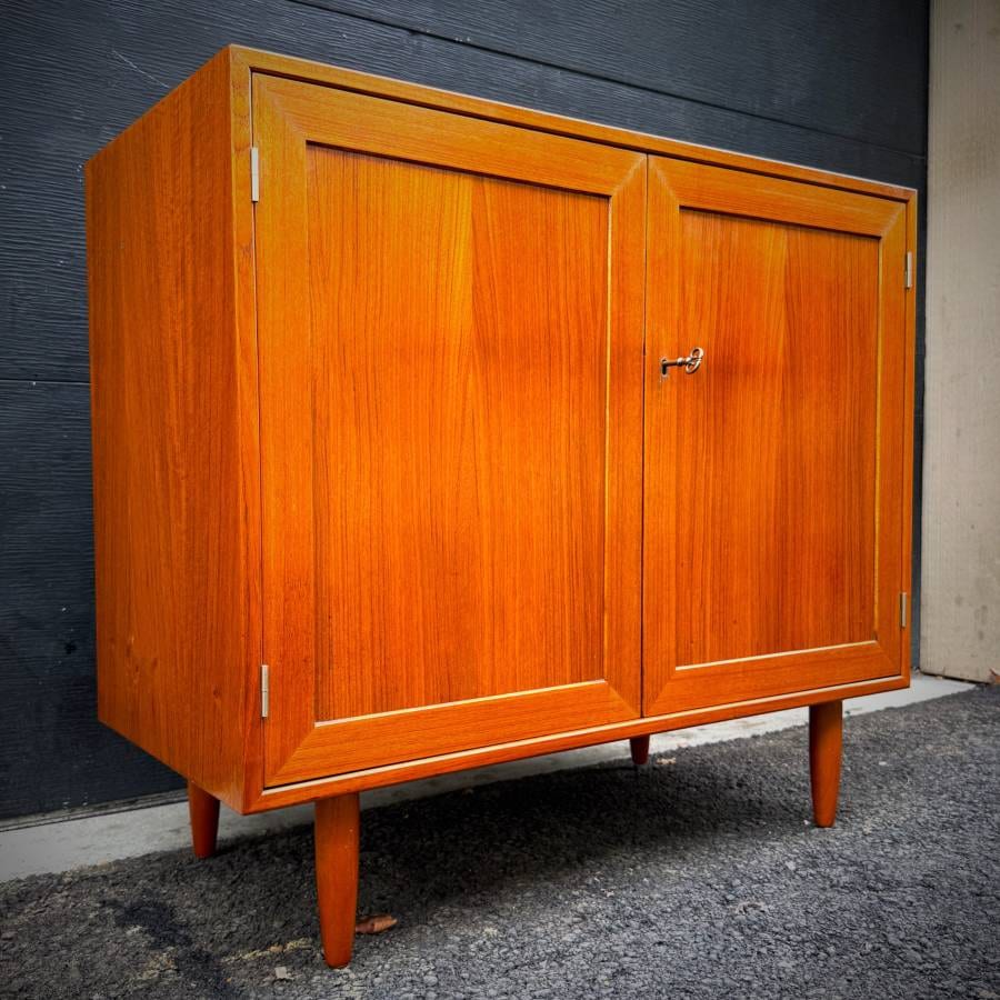 Mid century danish modern teak credenza with lock by Drylund — photograph 2 of 6
