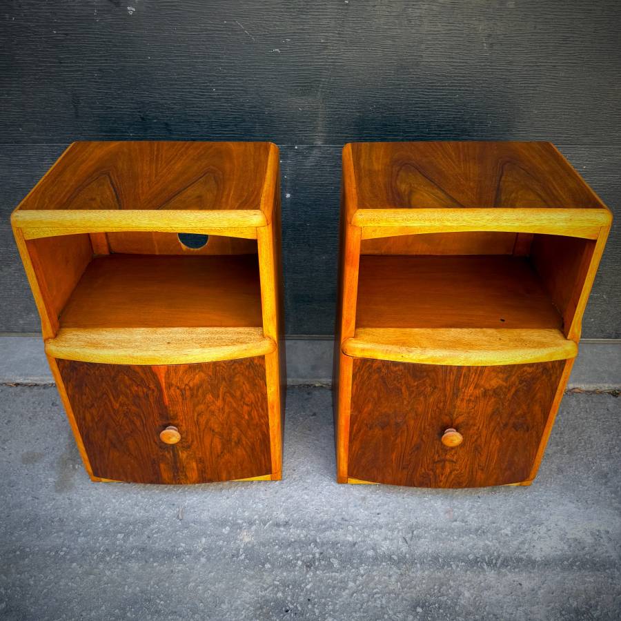 Pair of mid century modern art deco bedside tables — photograph 4 of 6