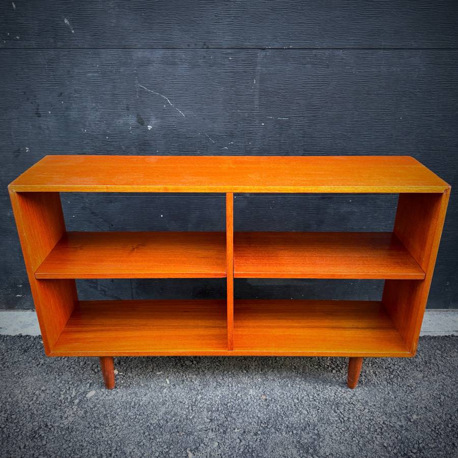 Mid century modern teak double sided open shelving unit — photograph 3 of 6
