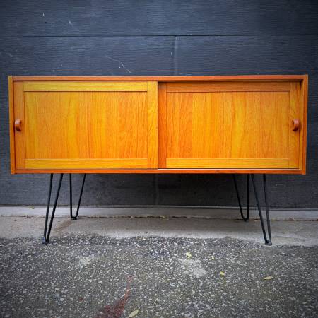 Mid century modern atomic teak credenza