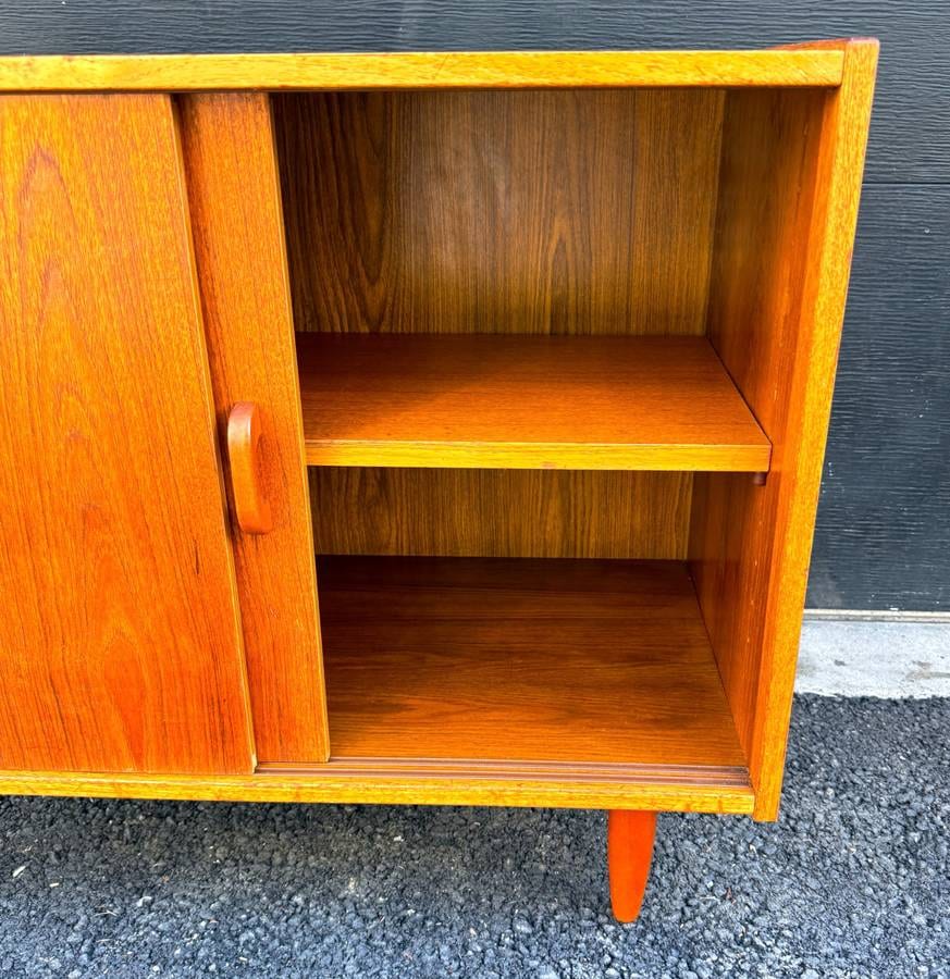 Compact mid century modern teak credenza made in Denmark — photograph 6 of 6
