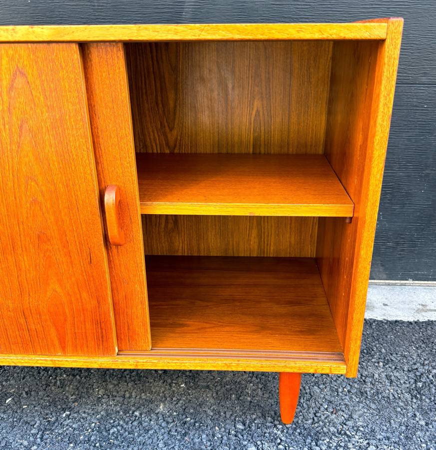 Compact mid century modern teak credenza made in Denmark — photograph 6 of 6