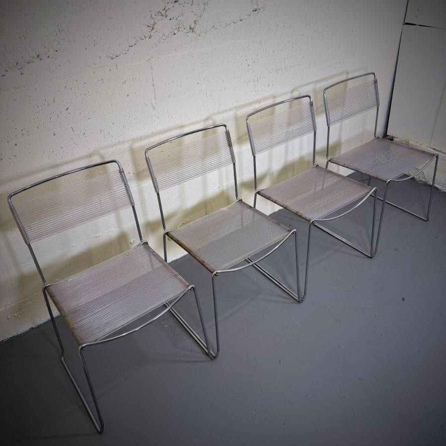 Mid century modern Italian Spaghetti indoor outdoor dining chairs — photograph 3 of 8