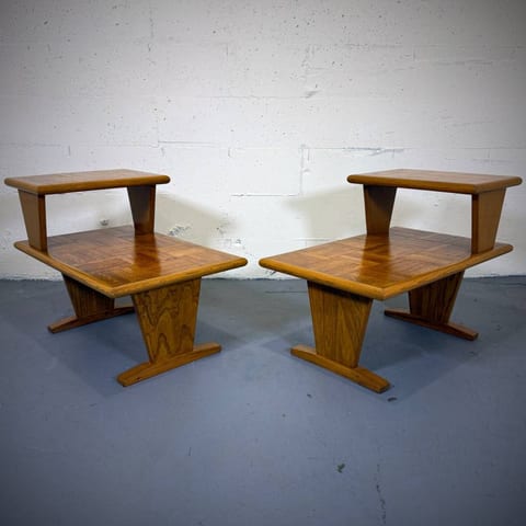 Mid century modern oak side tables