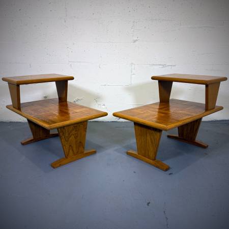 Mid century modern oak side tables