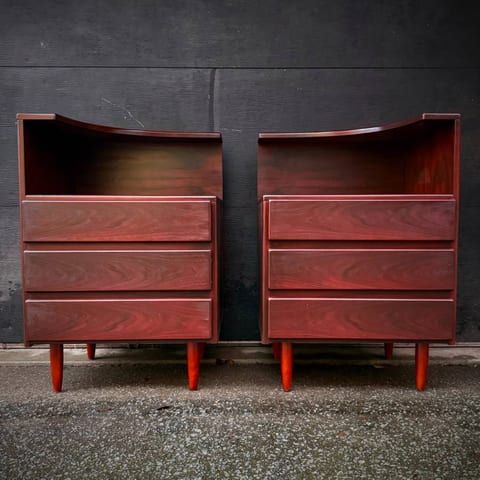 Pair of mid century modern rosewood night stands