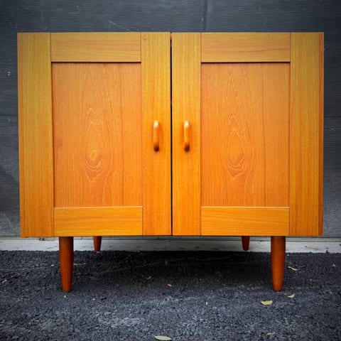 Compact mid century modern teak credenza