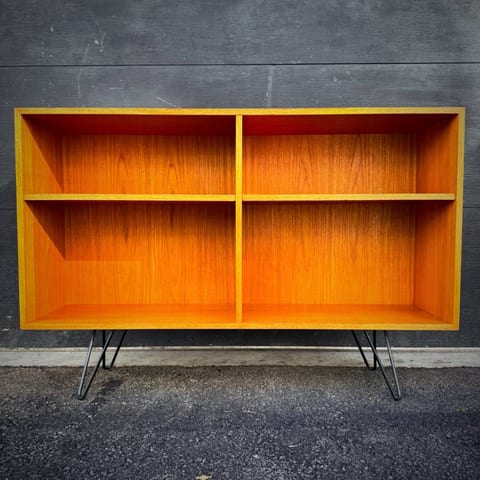 Mid century danish modern teak atomic LP shelving unit