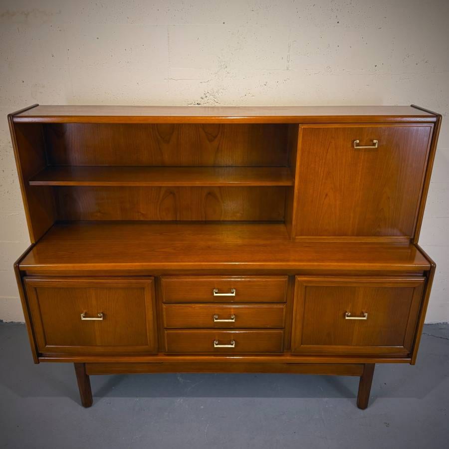 Beautiful mid century modern two piece teak credenza hutch from UK — photograph 2 of 10