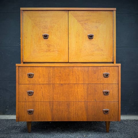 Large mid century modern walnut chest of drawers