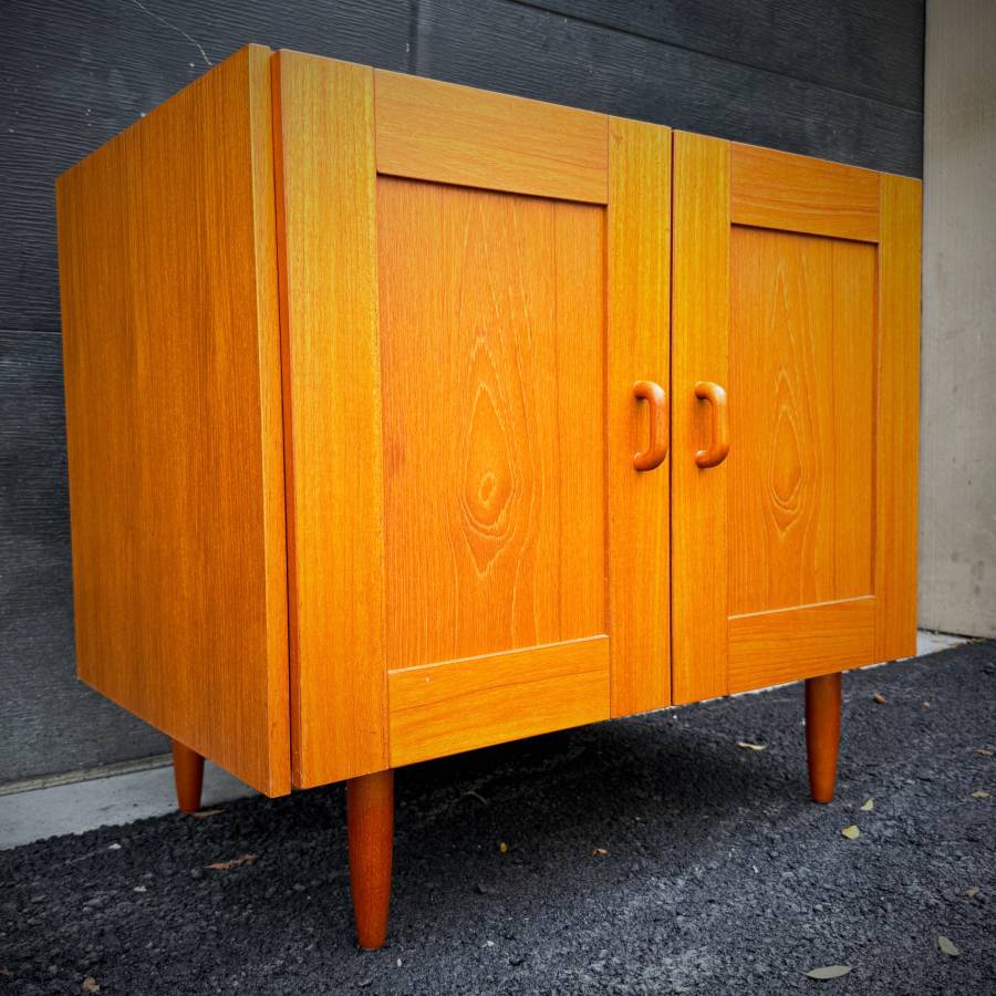 Compact mid century modern teak credenza — photograph 3 of 6