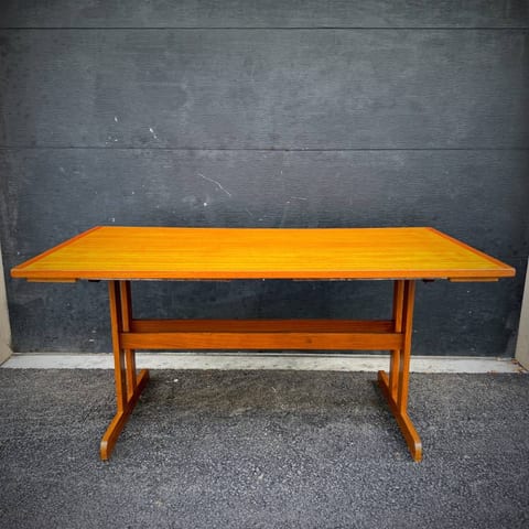 Danish mid century modern trestle leg dining table