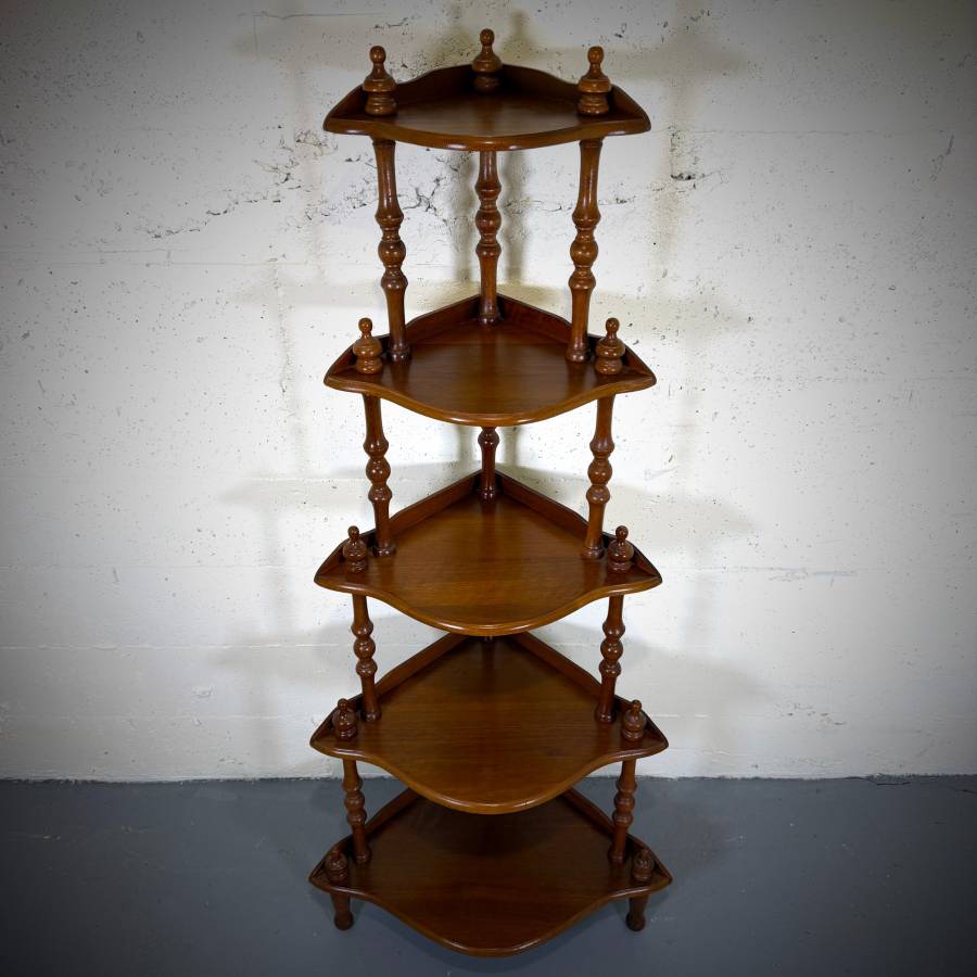 Mid century modern vintage walnut corner shelf — photograph 2 of 6