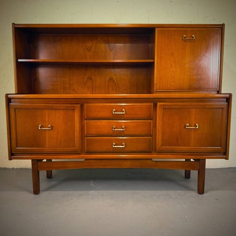 Beautiful mid century modern two piece teak credenza hutch from UK
