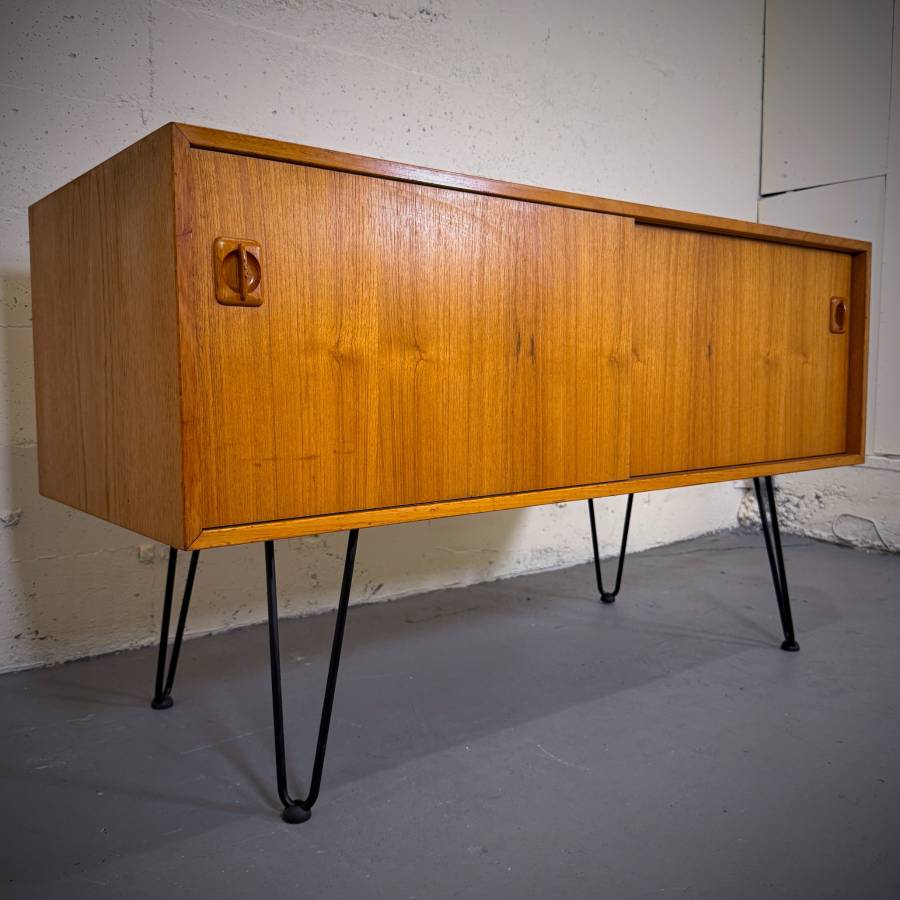 Danish modern atomic teak credenza — photograph 3 of 7