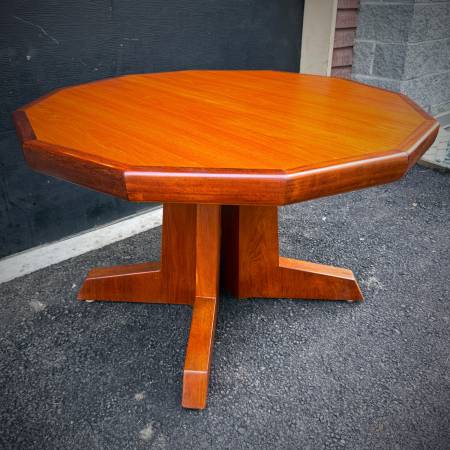 Mid century modern teak pedestal table
