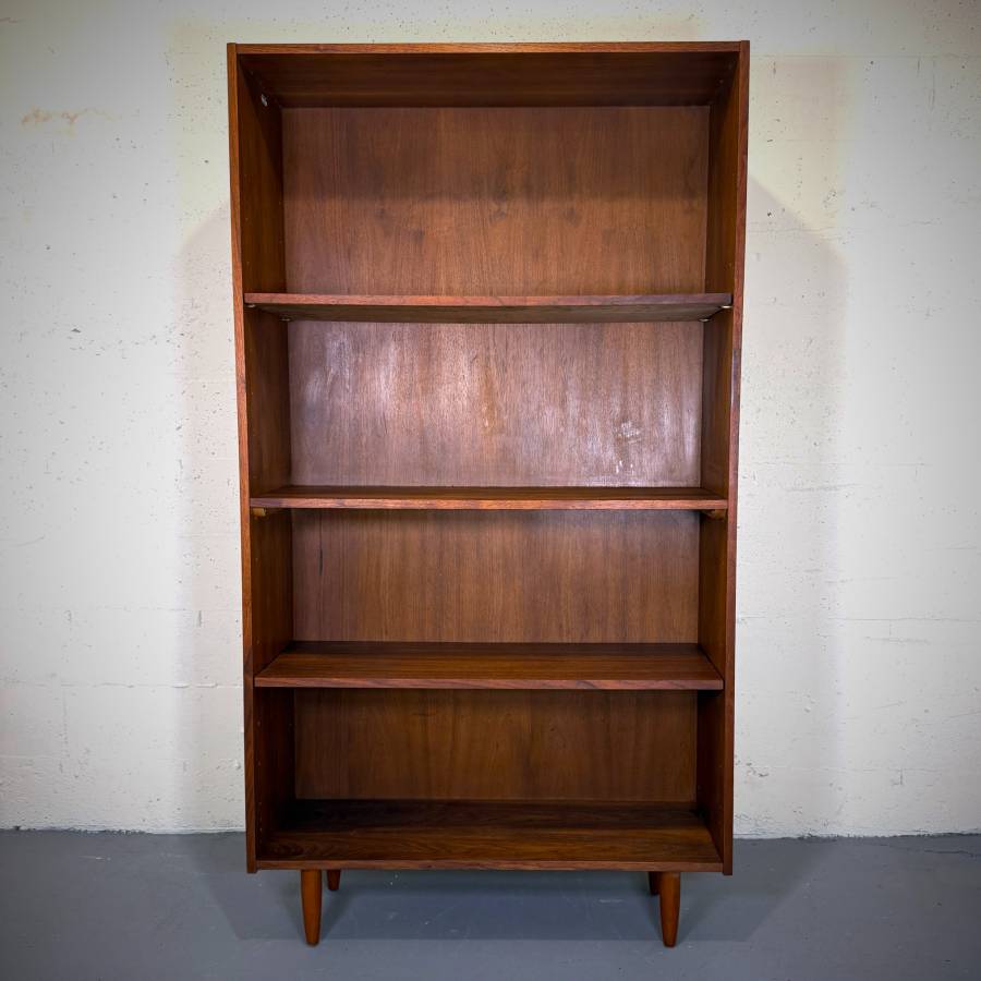Beautiful refinished mid century modern walnut bookshelf — photograph 2 of 5