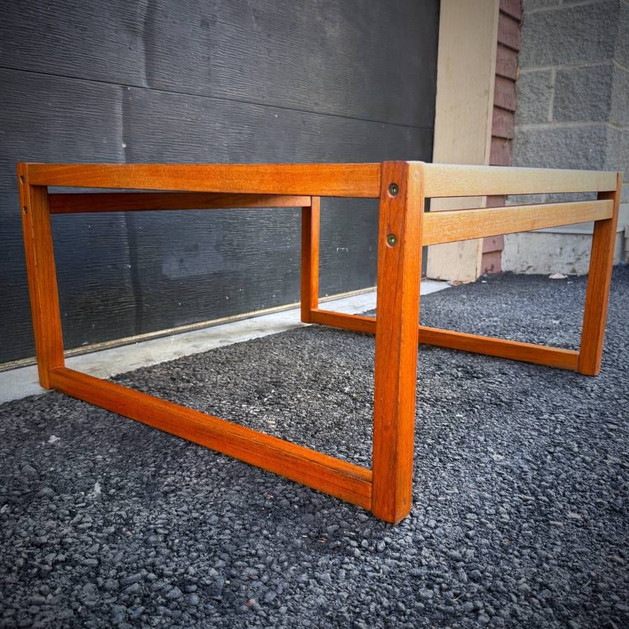 Mid century modern teak square coffee table — photograph 4 of 5