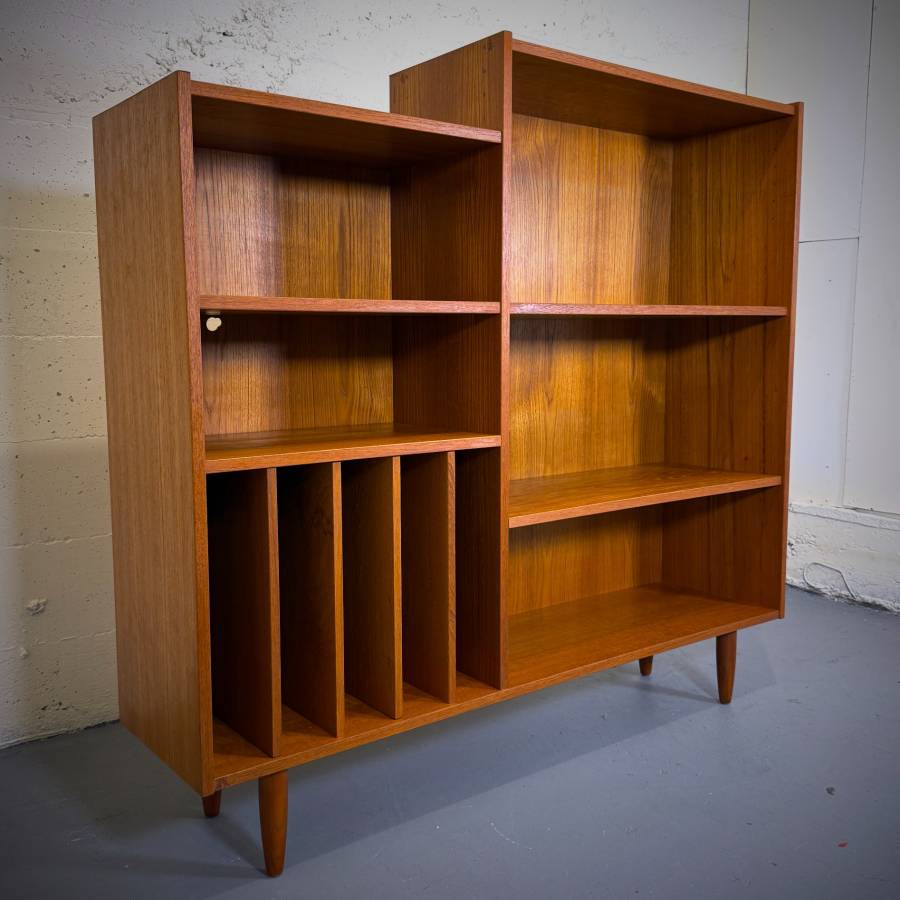 Danish modern teak two tier shelving unit — photograph 2 of 6