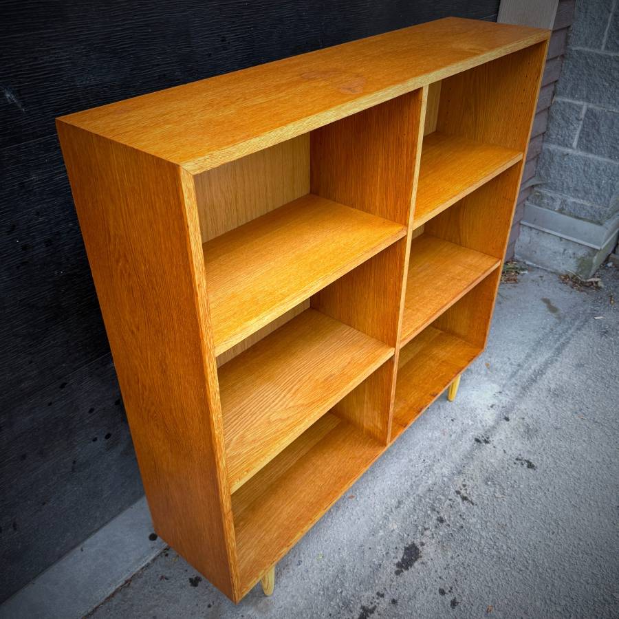Danish modern oak vintage shelving unit by SKM Mobler — photograph 5 of 6