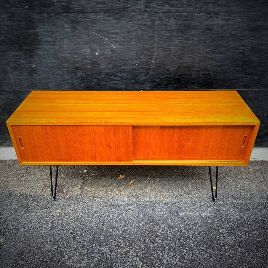 Danish modern atomic teak media stand credenza by Poul Hundevad — photograph 4 of 7