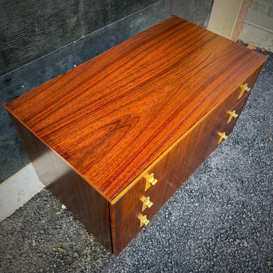 Danish mid century modern compact rosewood 3 drawer dresser — photograph 6 of 6