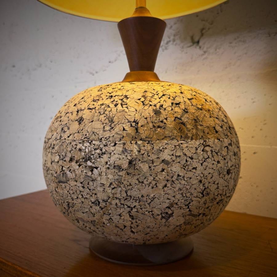 Beautiful Extra large mid century modern teak and cork lamp — photograph 3 of 6