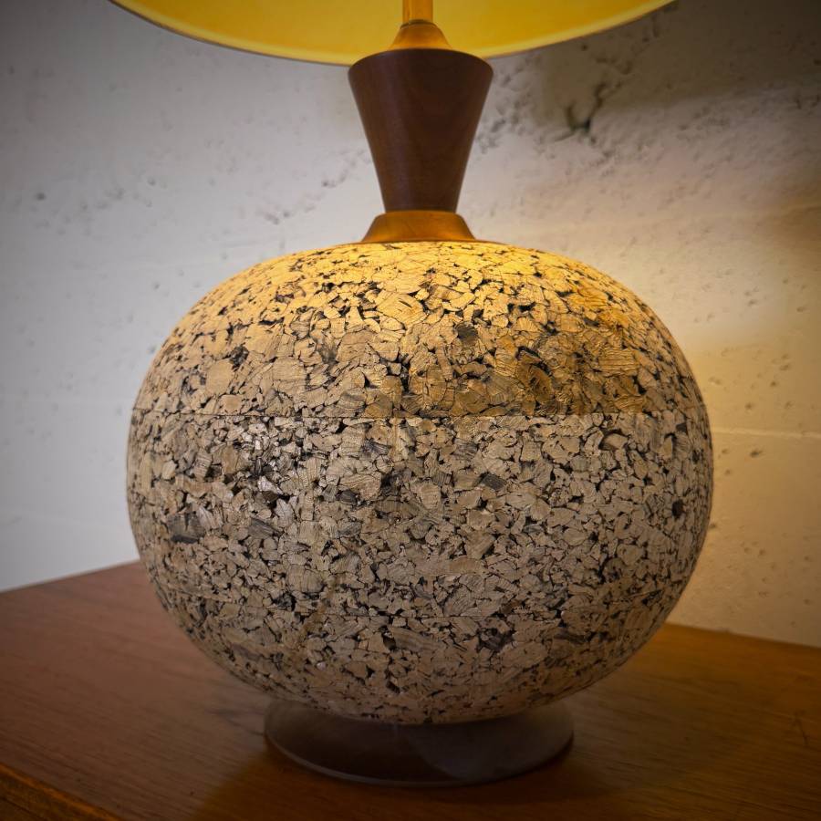 Beautiful Extra large mid century modern teak and cork lamp — photograph 3 of 6