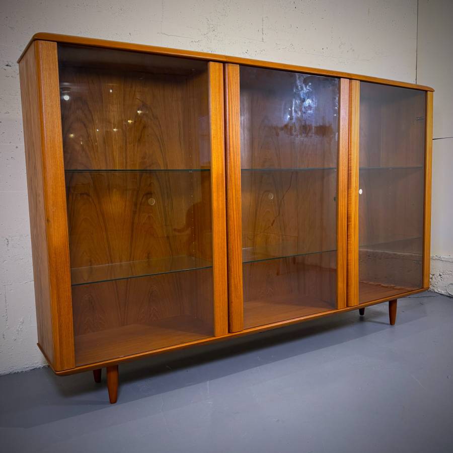 Extra large mid century modern teak and glass shelving unit — photograph 3 of 6