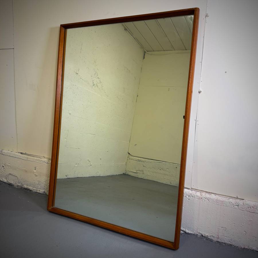Mid century modern teak framed mirror — photograph 2 of 5