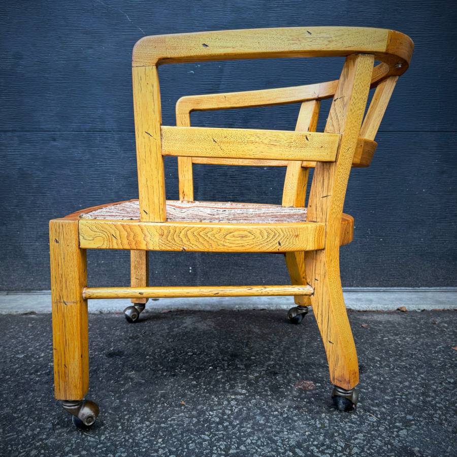 Cool mid century solid oak occasional chair — photograph 6 of 7