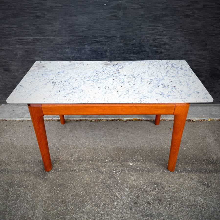 Mid century modern teak and marble coffee table — photograph 4 of 6