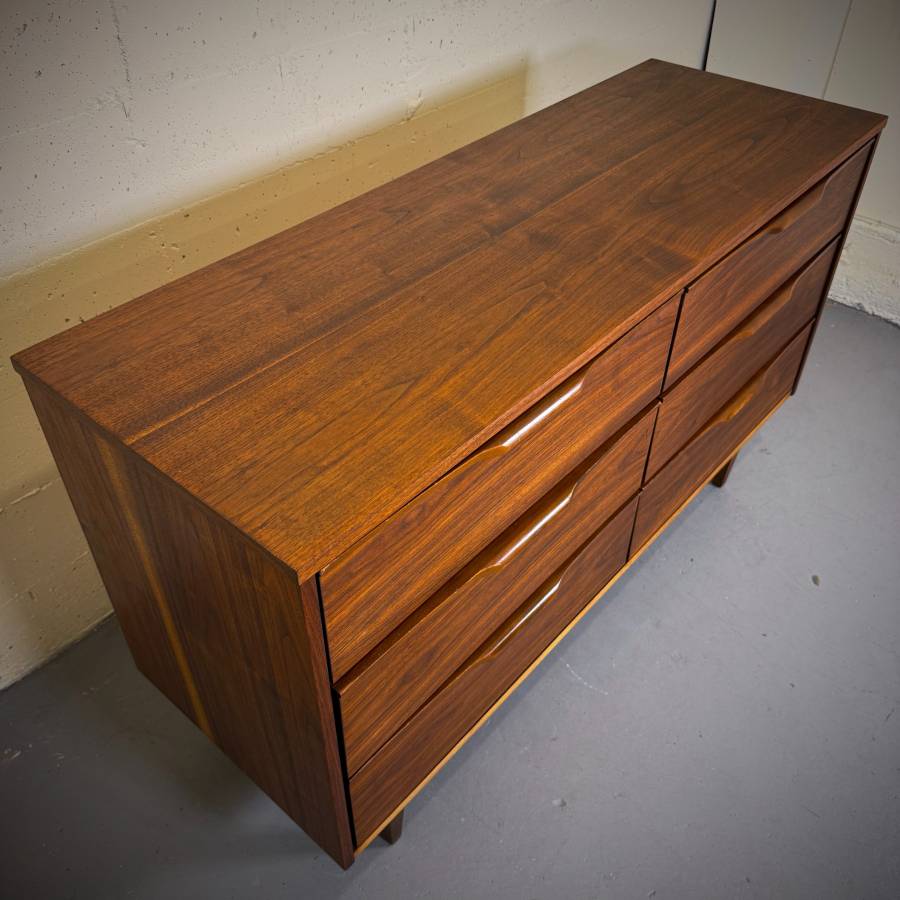 Vic art mid century modern walnut 6 drawer dresser — photograph 5 of 6