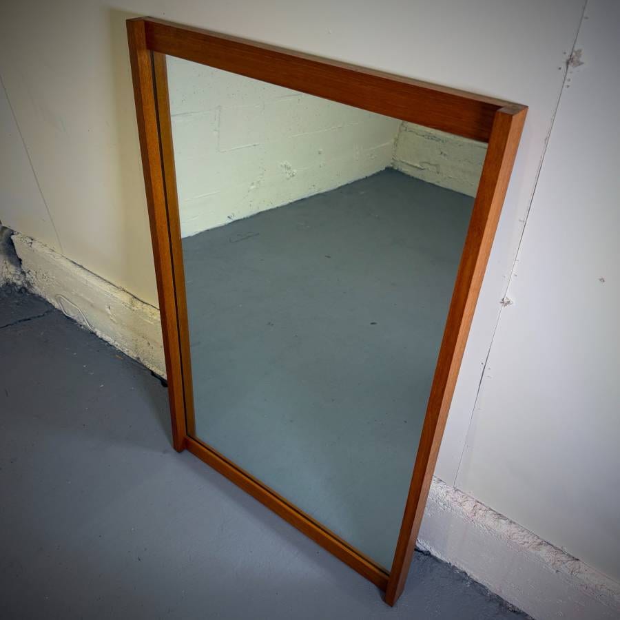 Mid century modern vintage teak framed mirror — photograph 3 of 4