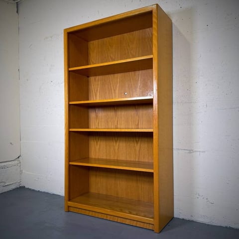 Vintage mcm oak shelving unit