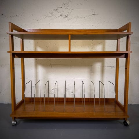 Mid century modern teak stereo LP cabinet