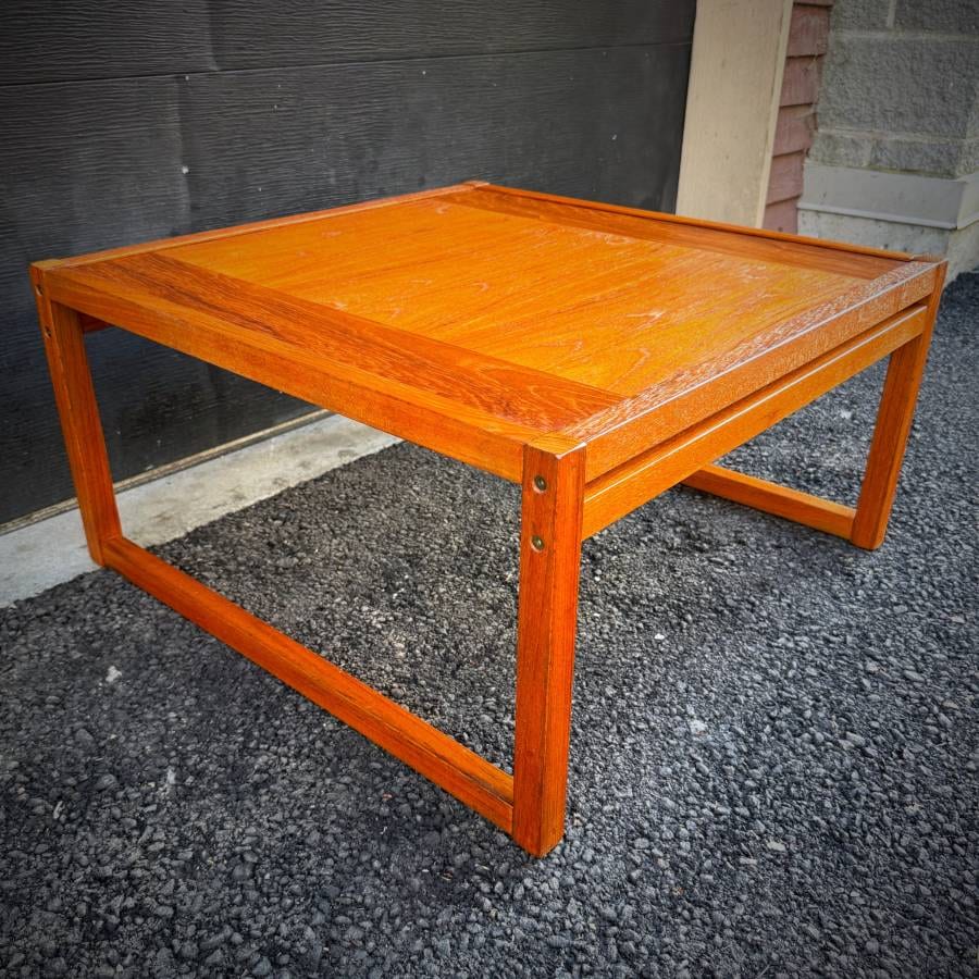 Mid century modern teak square coffee table — photograph 3 of 5
