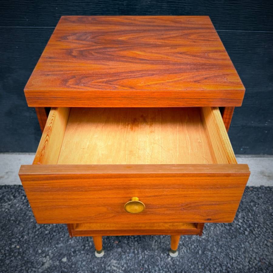 Compact mid century walnut bedside table — photograph 5 of 5